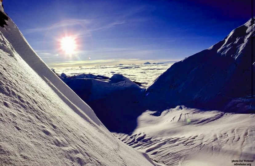Ed Webster's photo on August 26,1986, during his first attempt on Changtse's Northeast Ridge. Two days later he would establish a new route solo via the Southeast Face.