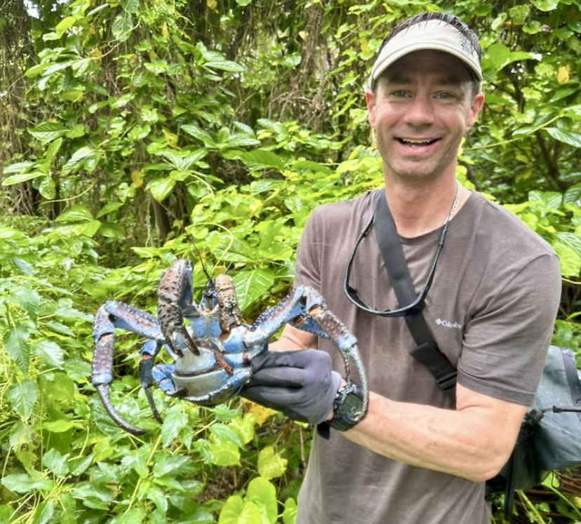 man holding large crab