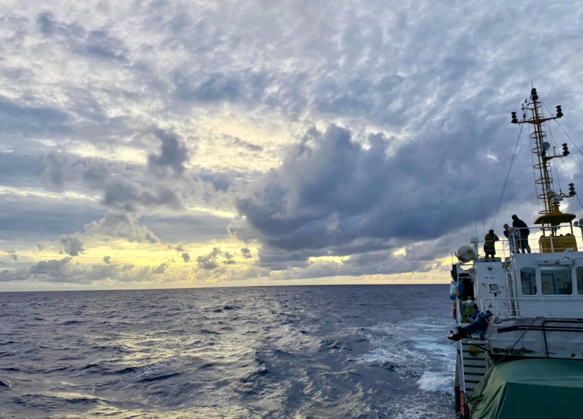 On the sea. 