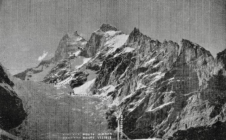 The south-east side of Muztagh Tower showing the route.