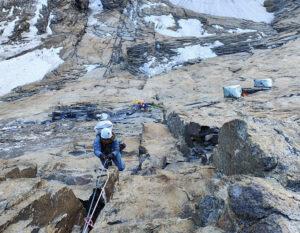 climber on vertical wall