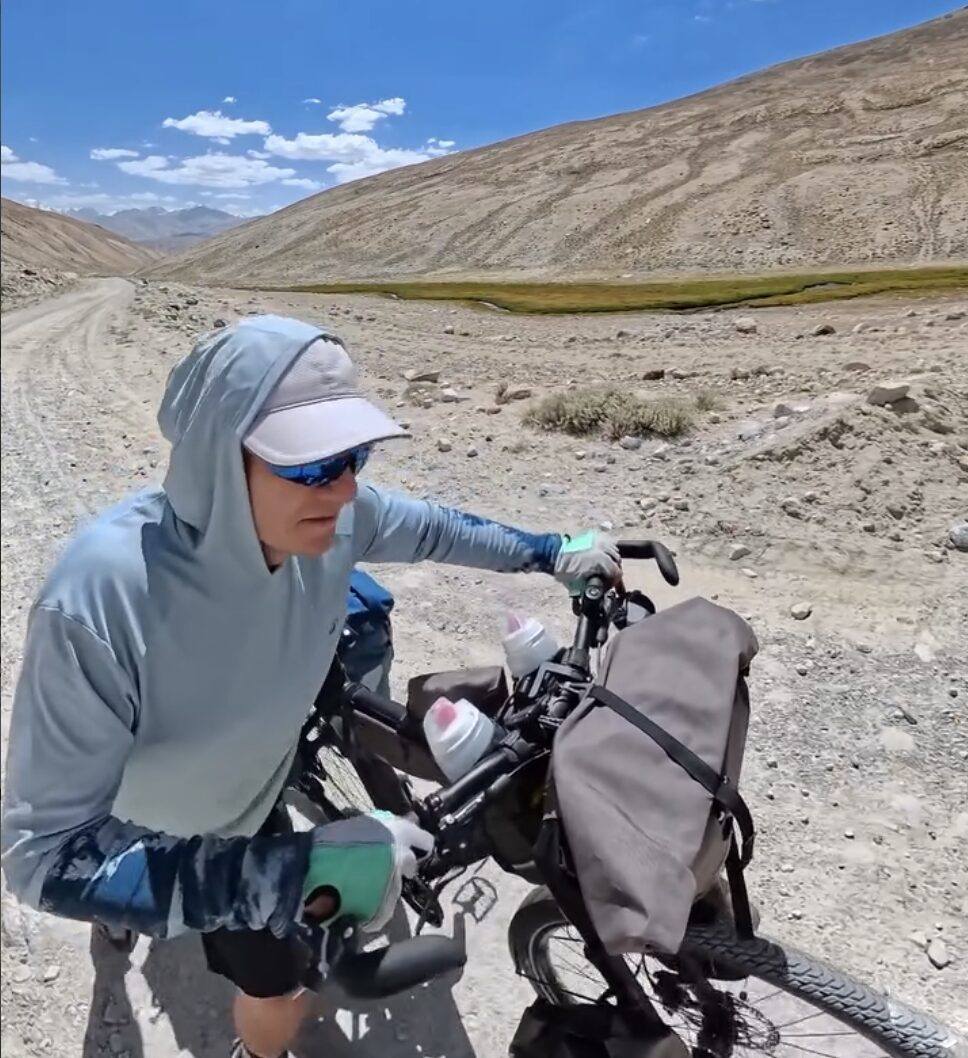 rough road and cyclist