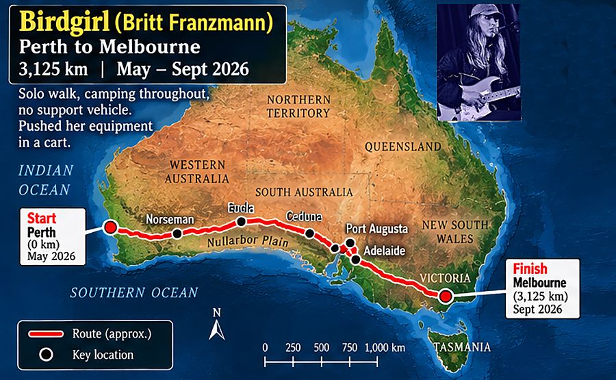 Route map of Britt Franzmann's journey