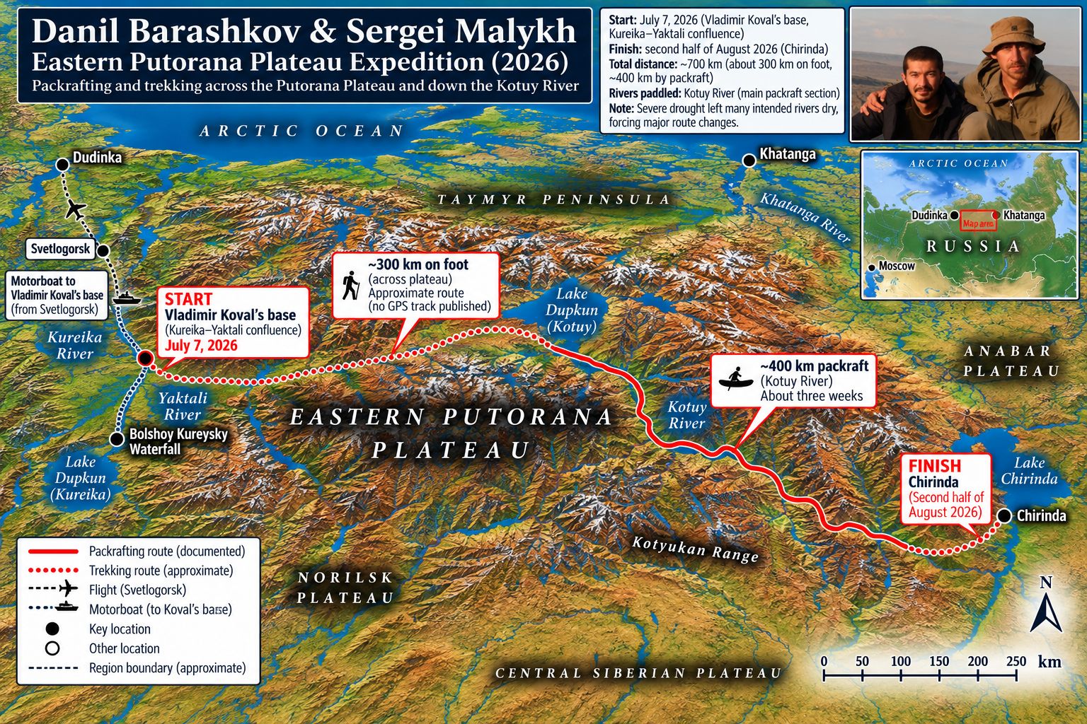 A map of the Russian's route.