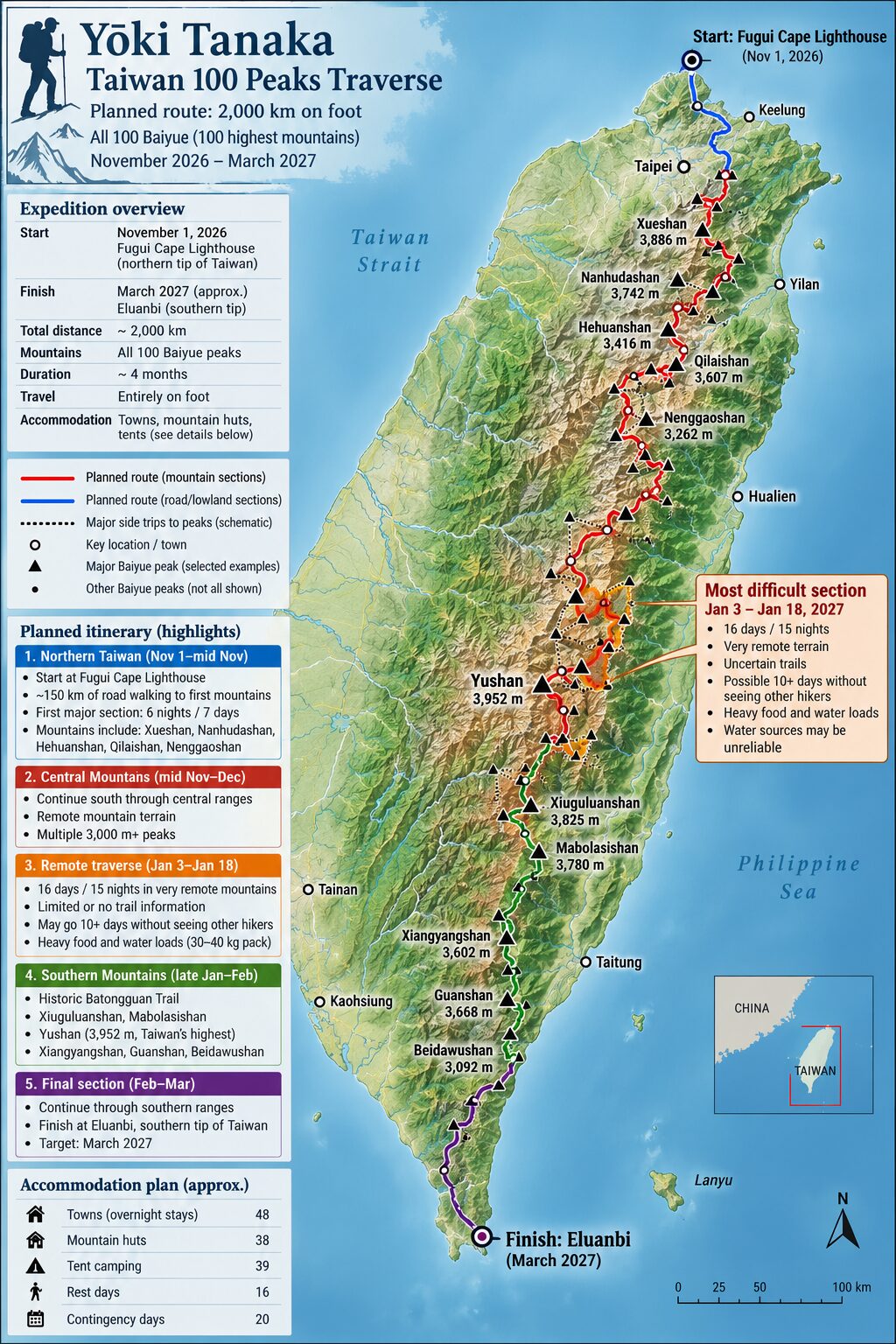 map of Tanaka's route