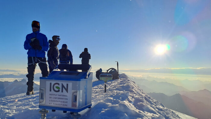 Researchers on the summit of Mont Blanc. 
